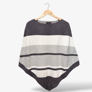 Barefoot Dreams Poncho Shawl Ocean Stripe Blue Gray One Size Cozychic Ultra Lite